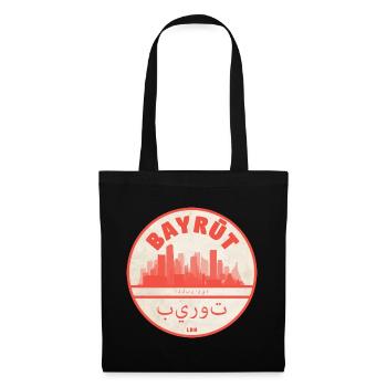 Beirut Skyline Rundlogo Rot - Stoffbeutel - Schwarz - Vorne
