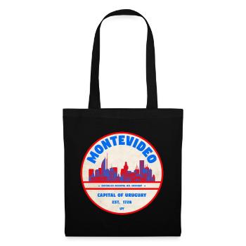 Montevideo Uruguay Skyline Emblem Design - Stoffbeutel - Schwarz - Vorne