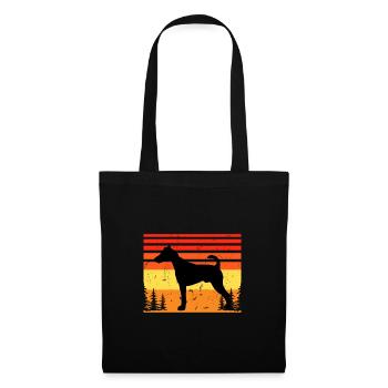 Foxterrier Glatte Hundesilhouette Retro Sonnenuntergang - Stoffbeutel - Schwarz - Vorne