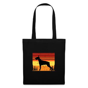Doberman Dog Lover Silhouette Vintage Sunset - Sac en tissu - noir - Devant