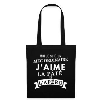 J'aime le pâté et l' apéro humour homme cadeau - Sac en tissu - noir - Devant