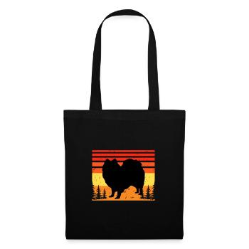 Indian Spitz Hundeliebhaber Silhouette Vintage Sonnenuntergang - Stoffbeutel - Schwarz - Vorne