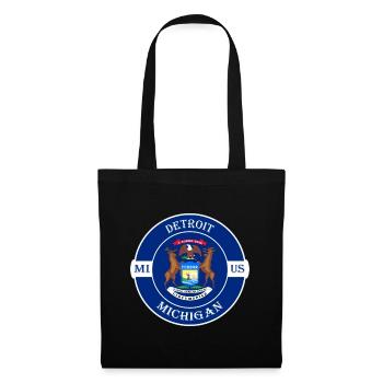 Detroit Michigan Flagge USA Reise Souvenir Abzeichen - Stoffbeutel - Schwarz - Vorne