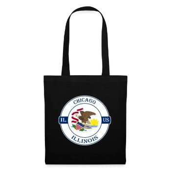 Chicago Illinois Flag USA Travel Souvenir Badge - Tote Bag - black - Front