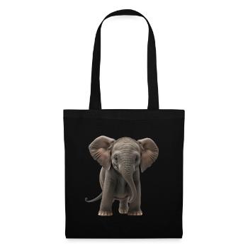 Baby Elefant Elefantenbaby cooler Kinder Elefant - Stoffbeutel - Schwarz - Vorne