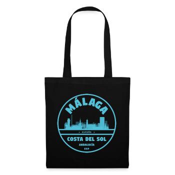 Logo bleu de la Skyline côtière de Málaga - Sac en tissu - noir - Devant