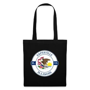Naperville Illinois Flag USA Travel Souvenir Badge - Tote Bag - black - Front