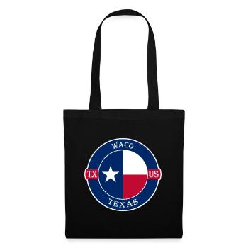 Waco Texas Flagge USA Reise Souvenir Abzeichen - Stoffbeutel - Schwarz - Vorne