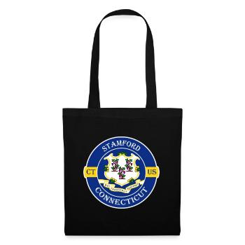 Stamford Connecticut Flag USA Souvenir Badge - Tote Bag - black - Front