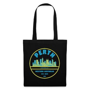 Perth Skyline Vintage Abzeichen - Stoffbeutel - Schwarz - Vorne