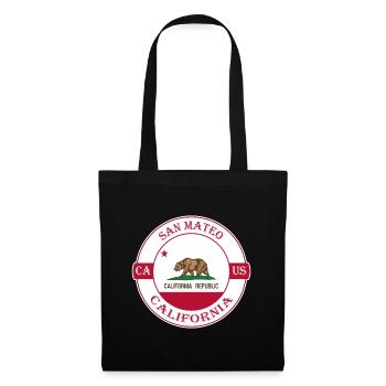 San Mateo California Flagge USA Souvenir Abzeichen - Stoffbeutel - Schwarz - Vorne