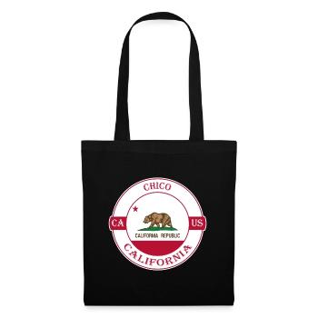 Chico California Flag USA Travel Souvenir Badge - Tote Bag - black - Front