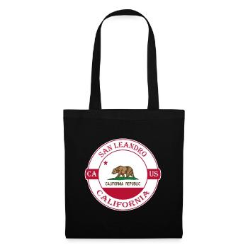 San Leandro California Flag USA Souvenir Badge - Tote Bag - black - Front