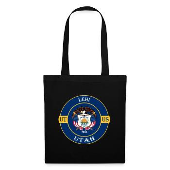 Lehi Utah Flagge USA Reise Souvenir Abzeichen - Stoffbeutel - Schwarz - Vorne