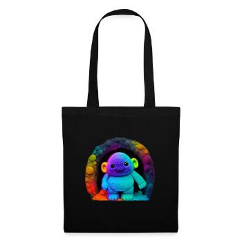 Neon Regenbogenaffe im Tunnel - Stoffbeutel - Schwarz - Vorne