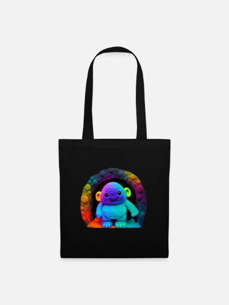 Neon Regenbogenaffe im Tunnel - Stoffbeutel - Schwarz