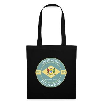 Wilmington Delaware Flagge USA Reise Souvenir Abzeichen - Stoffbeutel - Schwarz - Vorne