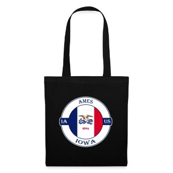 Ames Iowa Flag USA Travel Souvenir Badge - Tote Bag - black - Front