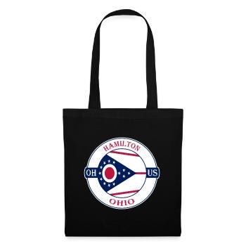 Hamilton Ohio Flag USA Travel Souvenir Badge - Tote Bag - black - Front