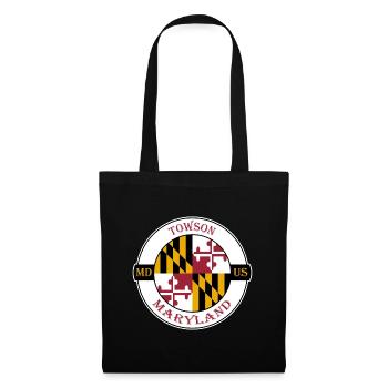 Towson Maryland Flagge USA Reise Souvenir Abzeichen - Stoffbeutel - Schwarz - Vorne