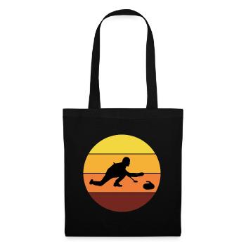 Stone Curling Winter Sport 80s Style Retro Vintage - Tote Bag - black - Front
