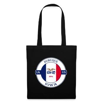 Dubuque Iowa Flag USA Travel Souvenir Badge - Tote Bag - black - Front
