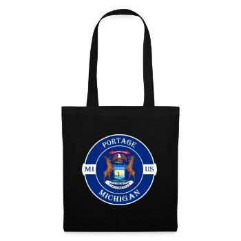 Portage Michigan Flagge USA Reise Souvenir Abzeichen - Stoffbeutel - Schwarz - Vorne
