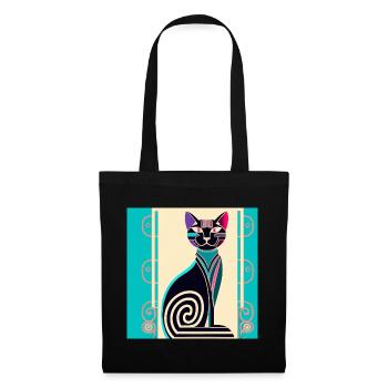 Néon Spirale Chat Art déco - Sac en tissu - noir - Devant