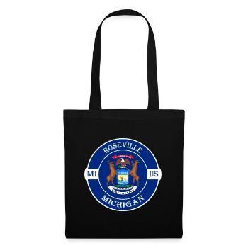 Roseville Michigan Flagge USA Reise Souvenir Abzeichen - Stoffbeutel - Schwarz - Vorne