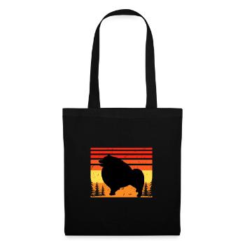 Keeshond Dog Lover Silhouette Vintage Sunset - Tote Bag - black - Front