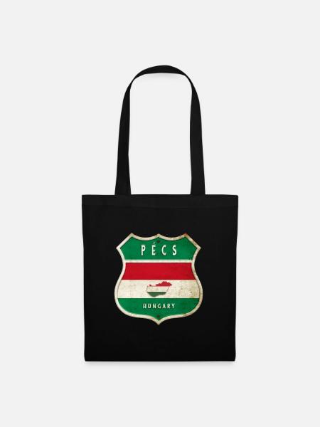 Pécs Ungarn Wappen Flaggen Design - Stoffbeutel - Schwarz