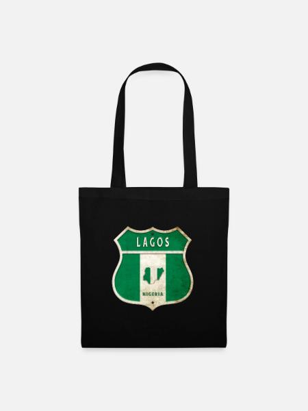 Lagos Nigeria Wappen Flaggen Design - Stoffbeutel - Schwarz
