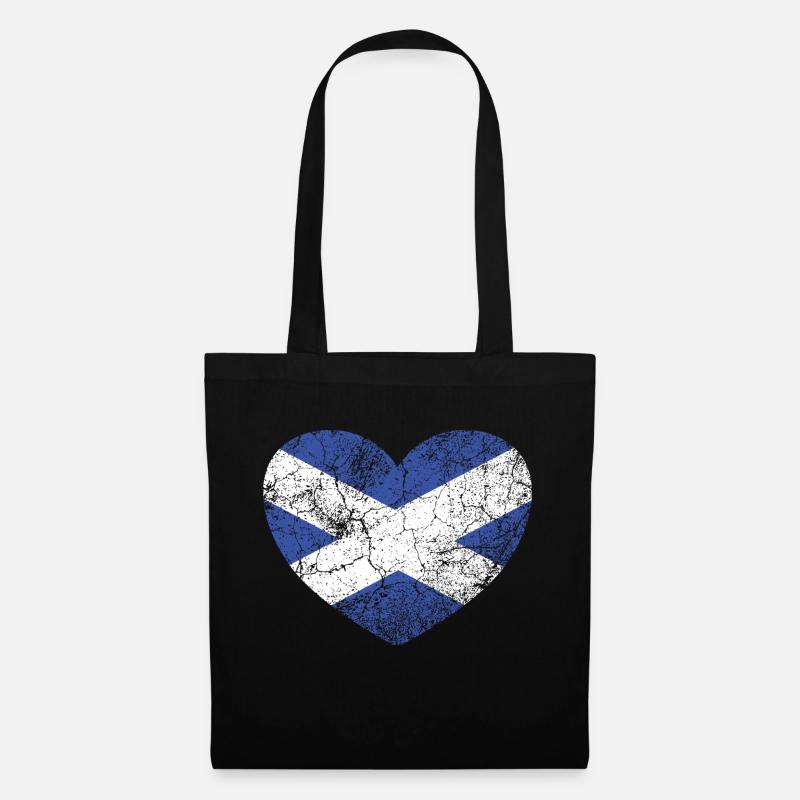 Vintage Scottish Heart Flag, Saltire - Stoffbeutel - Schwarz