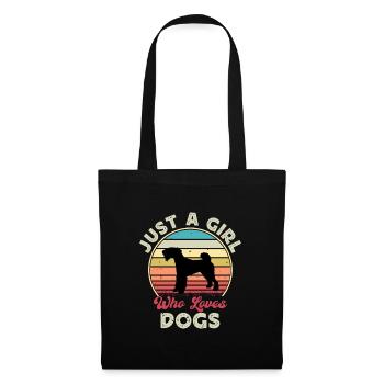 Airedale Terrier Hundeliebhaber Silhouette Retro Sonnenuntergang - Stoffbeutel - Schwarz - Vorne
