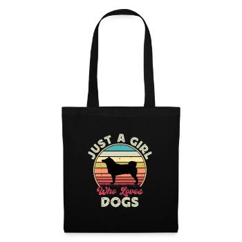 Akita Dog Silhouette Vintage Sunset pour les amoureux des chiens - Sac en tissu - noir - Devant