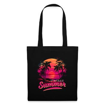 Retro Vintage Summer Sonnenuntergang Strand - Stoffbeutel - Schwarz - Vorne