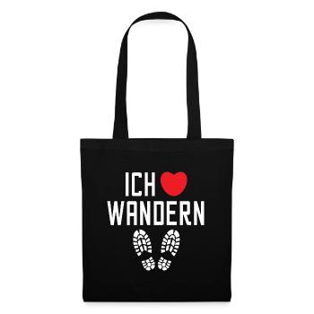 Herz Wanderer Ich Liebe Wandern Statement - Stoffbeutel - Schwarz - Vorne