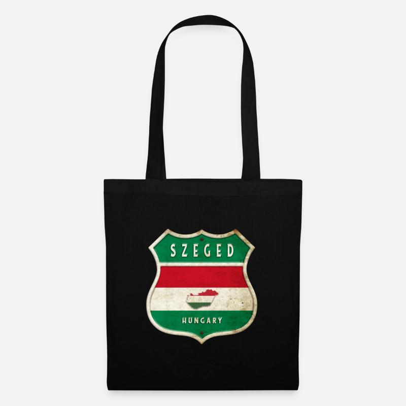 Szeged Ungarn Wappen Flaggen Design - Stoffbeutel - Schwarz