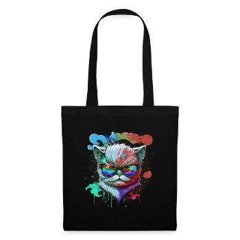 Evil cat with sunglasses Cat lovers - Tote Bag - black - Front