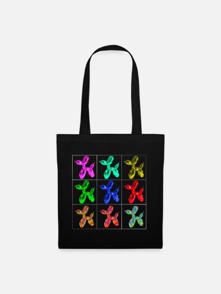 Ballon Hund Pop-Art | Balloon Dog popart - Stoffbeutel - Schwarz