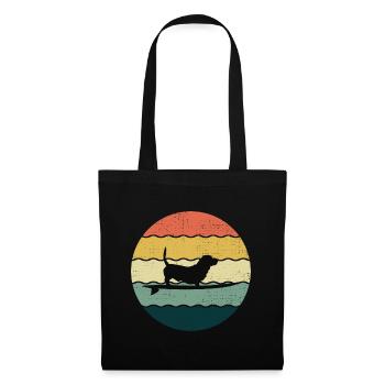 Basset Hound Propriétaire Chien Surf Planche De Surf Rétro - Sac en tissu - noir - Devant