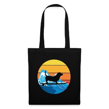 Basset Hound Propriétaire Chien Surf Planche De Surf Rétro - Sac en tissu - noir - Devant