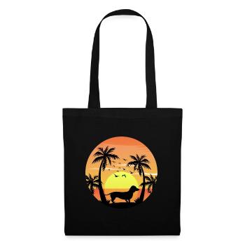 Dackelbesitzer Beach Sunset Palmen - Stoffbeutel - Schwarz - Vorne
