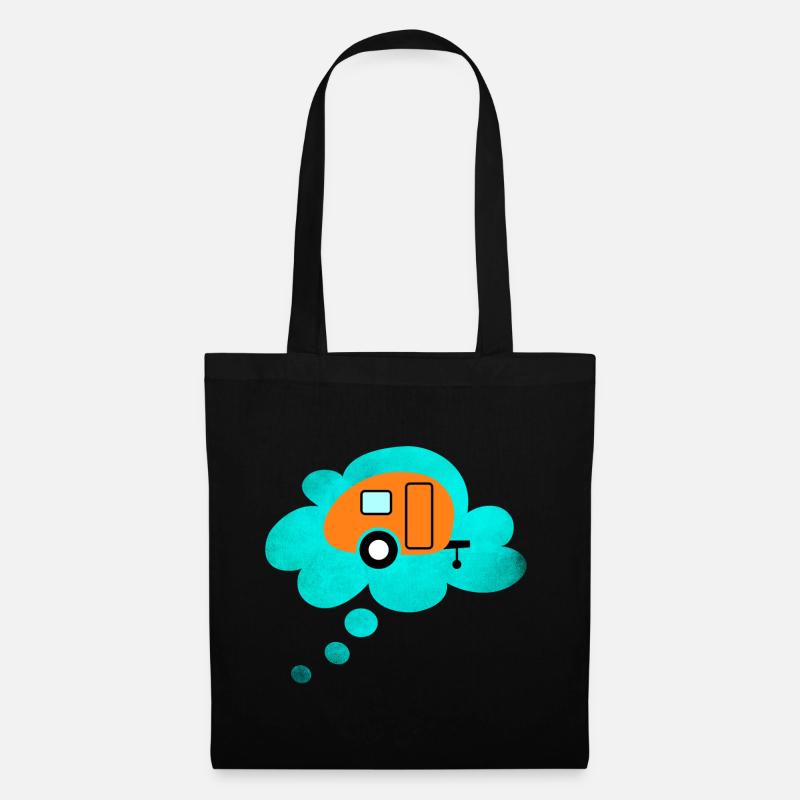 Caravan Wolke Denkblase Camping Retro Wohnwagen - Stoffbeutel - Schwarz
