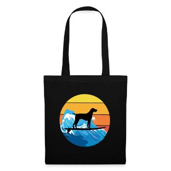 Pointeur allemand à poil court Chien Surf Vagues de mer - Sac en tissu - noir - Devant
