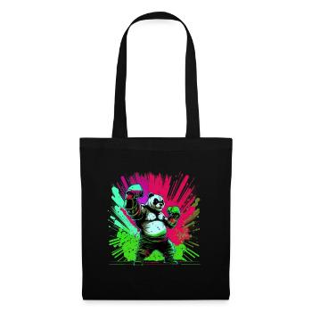 Cooler bunter Panda Boxer MMA Kampfsport - Stoffbeutel - Schwarz - Vorne