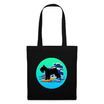 Schnauzer miniature Chien Surf Vagues de la Mer - Sac en tissu - noir - Devant