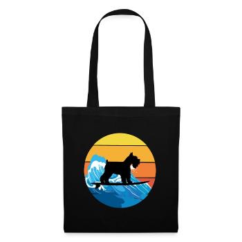 Miniature Schnauzer Dog Surfing Vintage Retro - Tote Bag - black - Front