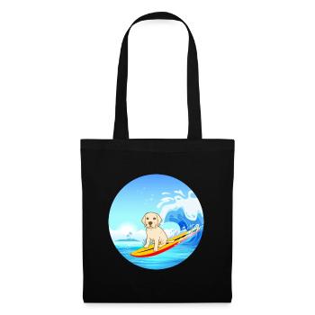 Labrador Retriever Chien Surf Vagues de la mer - Sac en tissu - noir - Devant