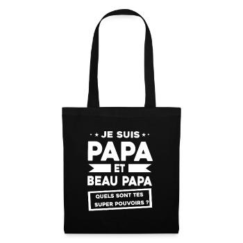 Je suis papa et beau papa - Sac en tissu - noir - Devant